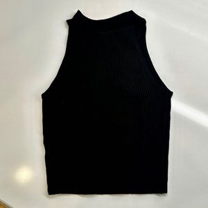 House of Harlow 1960 Black Ribbed Sleeveless Crop top